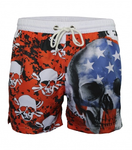 Шорты пляжные мужские KRUTYAKOV "AMERICAN FLAG SKULLS" 4359 Шорты пляжные мужские KRUTYAKOV "AMERICAN FLAG SKULLS" 4359