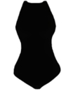 Черный слитный купальник с открытой спиной 15509
