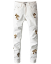 Белые джинсы с декором Chrome Hearts 28116