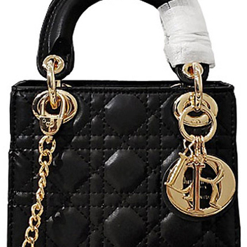 Черная сумка с золотистыми подвесками Dior 8613