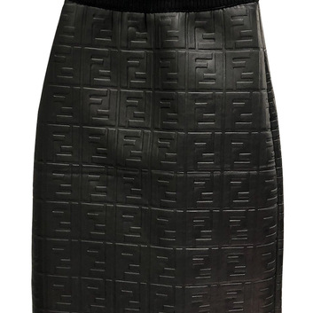 Кожаная юбка с брендовым принтом FENDI 8889