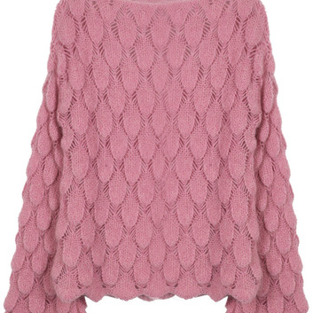 Розовый объемный свитер 15187