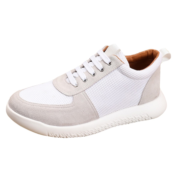 Белые кроссовки с замшевыми вставками Hermes 9646