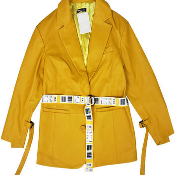 Желтая кожаная куртка-пиджак Balenciaga 20643