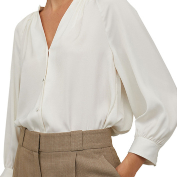 Белая блуза со свободным рукавом реглан 20636