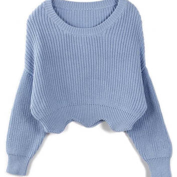 Короткий голубой свитер "Волна" 13235-2