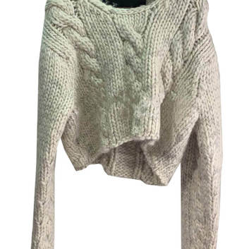 Короткий шерстяной свитер бежевого цвета 16125
