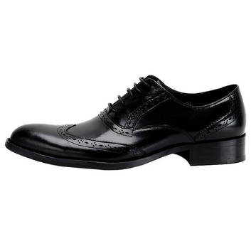 Элегантные черные кожаные мужские туфли оксфорды 20228-1