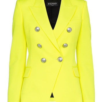 Ярко-желтый двубортный пиджак Balmain 26618