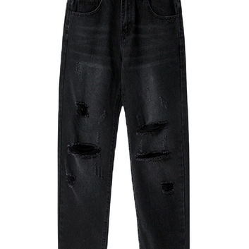 Черные мужские рваные джинсы Fear of God 27499-1