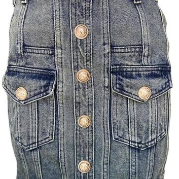 Джинсовая мини юбка с карманами 15586-1