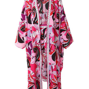 Пляжный яркий комплект с шортами и кимоно 31374