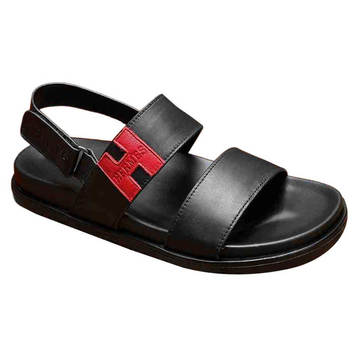 Мужские черные кожаные сандалии Hermes 31498