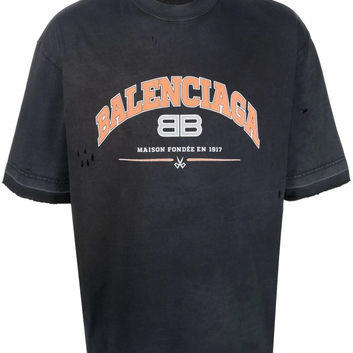 Черная футболка с рваностями Balenciaga 31978