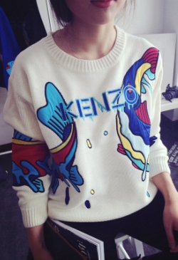 Теплый свитер в стиле KENZO