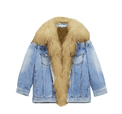 Теплая джинсовая куртка с мехом ламы 13311