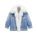 Теплая джинсовая куртка с мехом ламы 13311