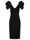Черное платье с воланами на рукавах ​Herve Leger 15345