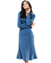 Синее платье миди с оборками Be Trendy! 13075