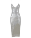 Сексуальное белое платье-комбинация из пайеток 16233
