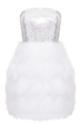 Белое вечернее платье с перьями Herve Leger 6384-2