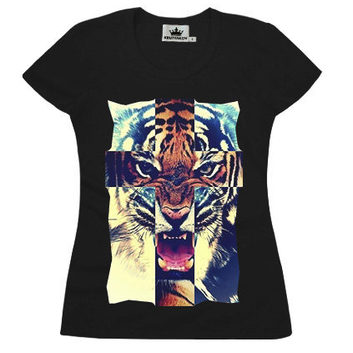 Черная женская футболка KRUTYAKOV "Cross Tiger 2" 5612