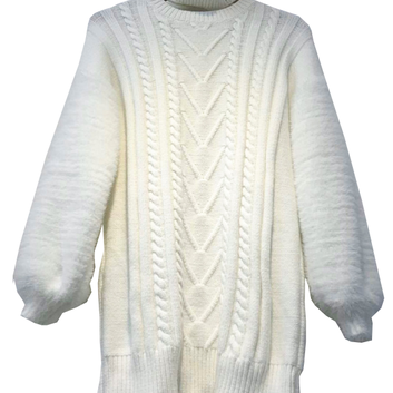 Белый длинный свитер 5628