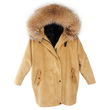 Вельветовая куртка с мехом енота 13255
