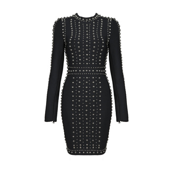Бандажное платье из заклепок Herve Leger 6092