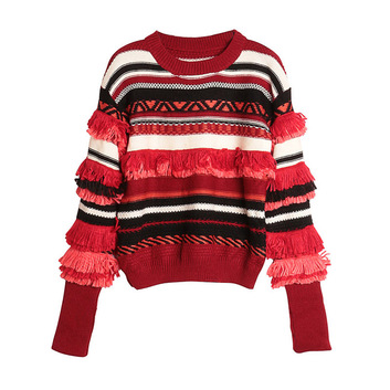 Красный свитер с бахромой 13409