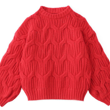Красный вязанный свитер 14049