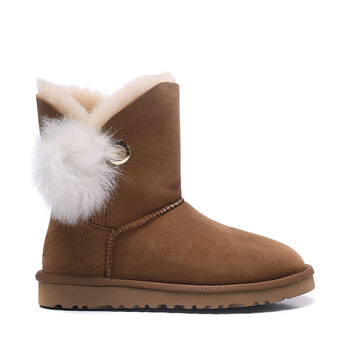 Коричневые UGG с помпоном 7484