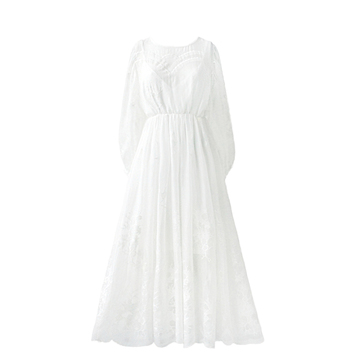 Вышитое белое шифоновое платье 14351