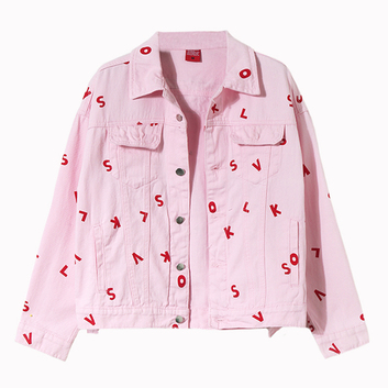 Розовая джинсовая куртка 14369