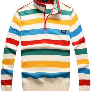 Пуловер на молнии в цветную полоску Paul Shark 7713