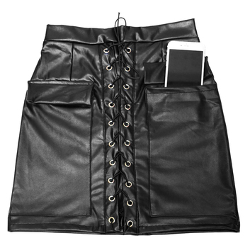 Черная мини-юбка из эко-кожи 14410