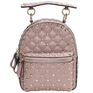 Пудровый розовый кожаный рюкзак 14419