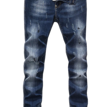 Синие джинсы с потертостями Philipp Plein 12645