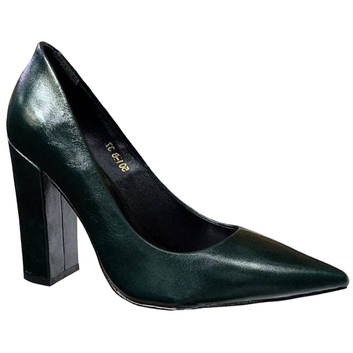 Темно-зеленые туфли на широком каблуке YSL 8646