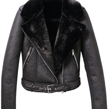 Черная куртка косуха на меху 15110