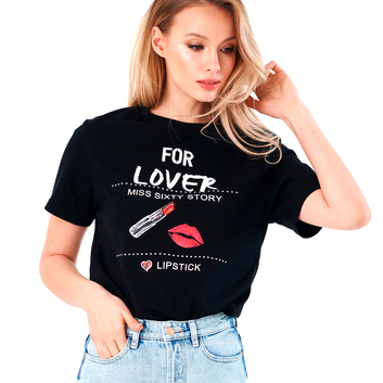 Черная футболка For Lover Miss Sixty 7795 