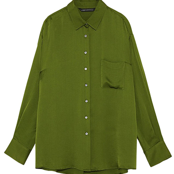 Объемная зеленая рубашка 15198