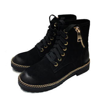 Черные замшевые женские ботинки  5866-1