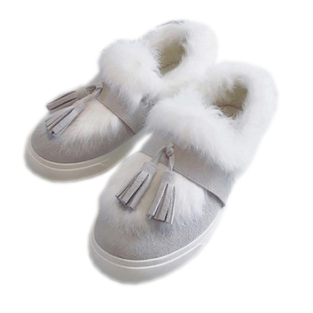 Женские белые туфли из кроличьего меха 4706-1
