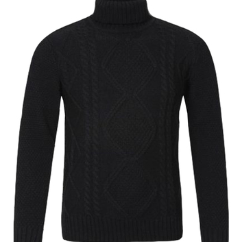 Теплый черный свитер под горло 3564-1