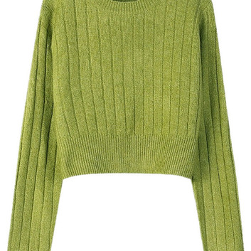 Укороченный однотонный свитер 15242