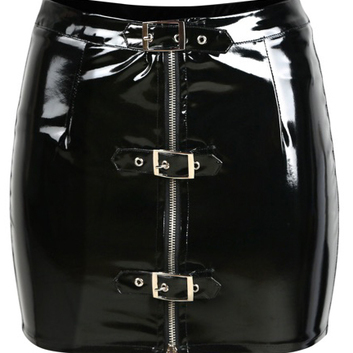 Черная мини юбка эко-кожа 15248