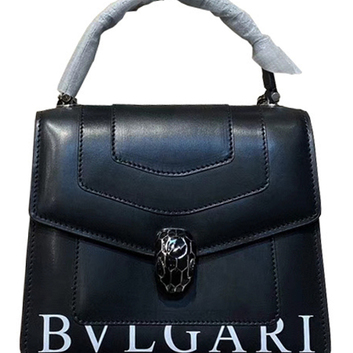 Объемная черная кожаная сумка Bvlgari 15030-1
