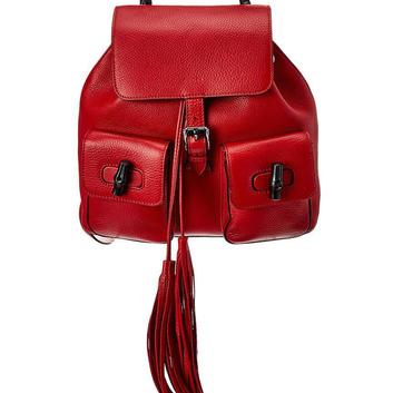 Красный кожаный женский рюкзак 12310-1