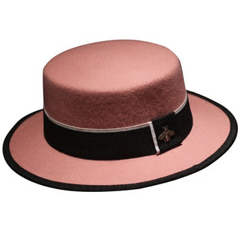 Фетровая розовая женская шляпа с пчелкой 13825-1